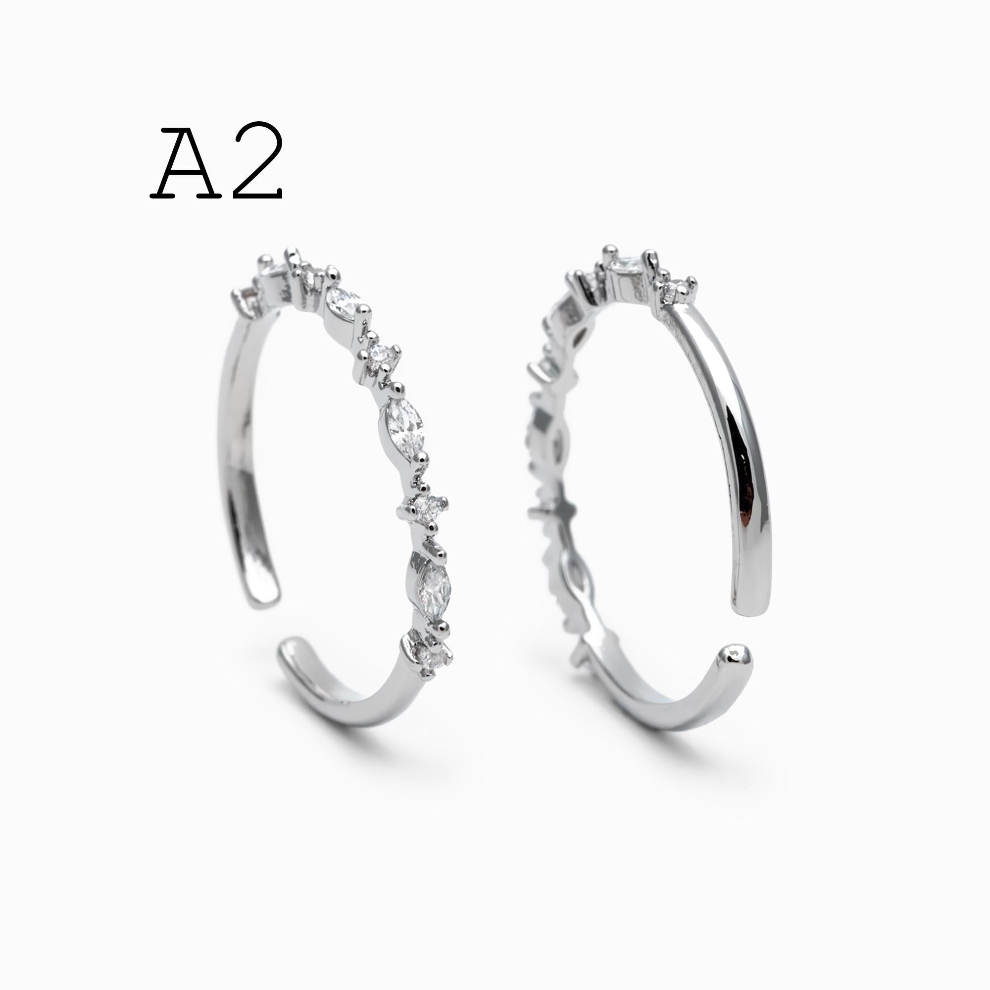 4pcs CZ Pave Finger Ring, Gold/ Rhodium plated Brass, Gift for Her, Stackable Ring, Minimalist Ring(#GB-4687)
